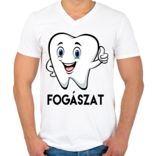PRINTFASHION Fogászat - Férfi V-nyakú póló - Fehér férfi póló