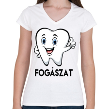 PRINTFASHION Fogászat - Női V-nyakú póló - Fehér női póló
