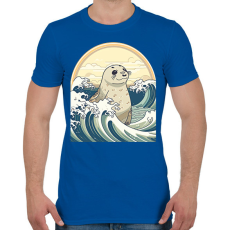 PRINTFASHION Fóka és a hullámok anime stílus - Férfi póló - Királykék