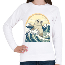 PRINTFASHION Fóka és a hullámok anime stílus - Női pulóver - Fehér