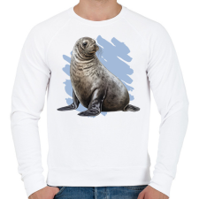 PRINTFASHION Fóka - Férfi pulóver - Fehér férfi pulóver, kardigán
