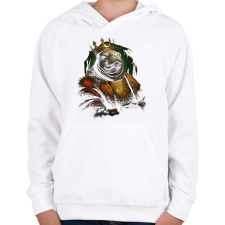 PRINTFASHION Fóka király - Gyerek kapucnis pulóver - Fehér gyerek pulóver, kardigán