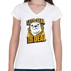 PRINTFASHION fóka-Seal the deal - Női V-nyakú póló - Fehér