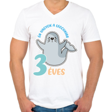 PRINTFASHION Fókás szülinap - Férfi V-nyakú póló - Fehér férfi póló