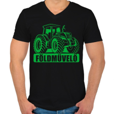 PRINTFASHION Földművelő John Deere - Férfi V-nyakú póló - Fekete férfi póló