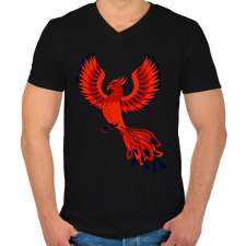 PRINTFASHION Főnix - Férfi V-nyakú póló - Fekete férfi póló