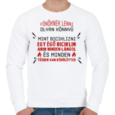 PRINTFASHION Főnöknek lenni olyan könnyű - Férfi pulóver - Fehér