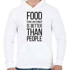 PRINTFASHION Food is better than people - Férfi kapucnis pulóver - Fehér férfi pulóver, kardigán