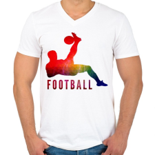 PRINTFASHION FOOTBALL - Férfi V-nyakú póló - Fehér férfi póló