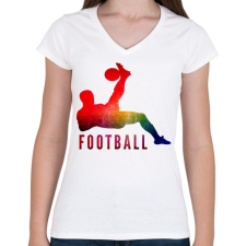 PRINTFASHION FOOTBALL - Női V-nyakú póló - Fehér női póló