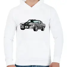 PRINTFASHION Ford Mustang - Férfi kapucnis pulóver - Fehér férfi pulóver, kardigán