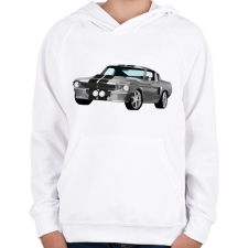 PRINTFASHION Ford Mustang - Gyerek kapucnis pulóver - Fehér gyerek pulóver, kardigán