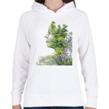 PRINTFASHION Forest & Girl - Női kapucnis pulóver - Fehér női pulóver, kardigán