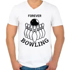 PRINTFASHION Forever bowling - Férfi V-nyakú póló - Fehér férfi póló