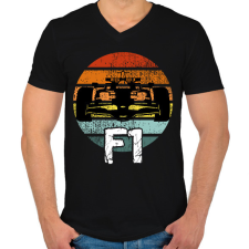 PRINTFASHION Forma1 - Férfi V-nyakú póló - Fekete férfi póló