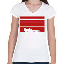 PRINTFASHION Forma1 - Női V-nyakú póló - Fehér női póló