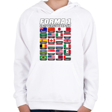 PRINTFASHION Forma 1 2025 versenyek - Gyerek kapucnis pulóver - Fehér