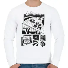 PRINTFASHION Forma 1 Anime - Férfi pulóver - Fehér