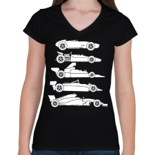 PRINTFASHION Forma 1 fejlődés - Női V-nyakú póló - Fekete női póló