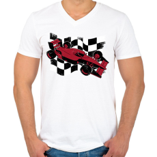 PRINTFASHION Forma 1 - Férfi V-nyakú póló - Fehér