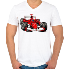 PRINTFASHION Forma 1 - Férfi V-nyakú póló - Fehér
