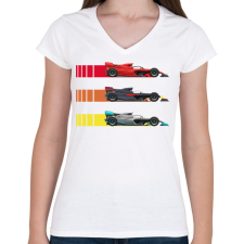 PRINTFASHION Forma 1 - Női V-nyakú póló - Fehér női póló