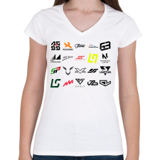 PRINTFASHION Forma 1 - Női V-nyakú póló - Fehér női póló