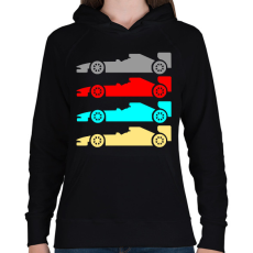 PRINTFASHION forma 1 verseny autók - Női kapucnis pulóver - Fekete