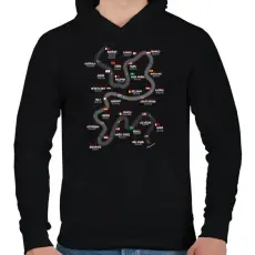 PRINTFASHION Forma 1 - Versenynaptár 2026 - Férfi kapucnis pulóver - Fekete