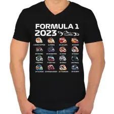 PRINTFASHION Forma 1 Versenyzők - Férfi V-nyakú póló - Fekete férfi póló