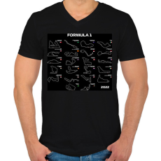 PRINTFASHION Formula 1 2022 - Férfi V-nyakú póló - Fekete