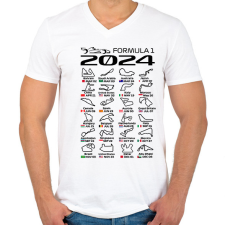 PRINTFASHION Formula 1 2024 F - Férfi V-nyakú póló - Fehér férfi póló