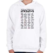 PRINTFASHION Formula 1 2024 F - Gyerek kapucnis pulóver - Fehér gyerek pulóver, kardigán