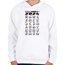 PRINTFASHION Formula 1 - 2024 versenynaptár (fekete) - Gyerek kapucnis pulóver - Fehér gyerek pulóver, kardigán