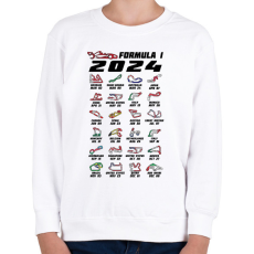PRINTFASHION Formula 1 - 2024 versenynaptár (fekete) - Gyerek pulóver - Fehér