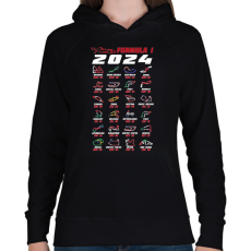 PRINTFASHION Formula 1 - 2024 versenynaptár - Női kapucnis pulóver - Fekete
