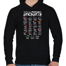 PRINTFASHION Formula 1 versenynaptár 2023 02 - Férfi kapucnis pulóver - Fekete férfi pulóver, kardigán