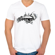 PRINTFASHION Fornite rip - Férfi V-nyakú póló - Fehér