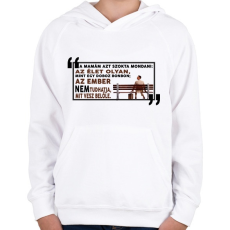 PRINTFASHION Forrest Gump bonbon - Gyerek kapucnis pulóver - Fehér