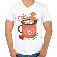 PRINTFASHION Forró csoki - Férfi V-nyakú póló - Fehér férfi póló