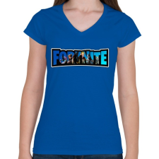 PRINTFASHION Fortnite4 - Női V-nyakú póló - Királykék női póló