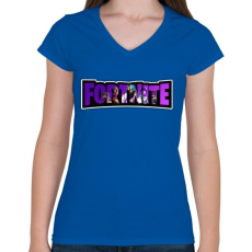 PRINTFASHION Fortnite7 - Női V-nyakú póló - Királykék