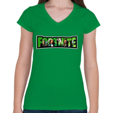 PRINTFASHION Fortnite9 - Női V-nyakú póló - Zöld