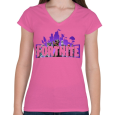 PRINTFASHION Fortnite #1 - Női V-nyakú póló - Rózsaszín