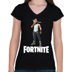 PRINTFASHION Fortnite #4 - Női V-nyakú póló - Fekete