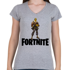 PRINTFASHION Fortnite #7 /Black/ - Női V-nyakú póló - Sport szürke