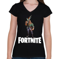 PRINTFASHION Fortnite #8 - Női V-nyakú póló - Fekete női póló