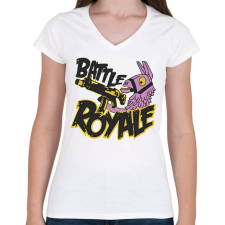 PRINTFASHION Fortnite Battle Royal Llama - Női V-nyakú póló - Fehér női póló