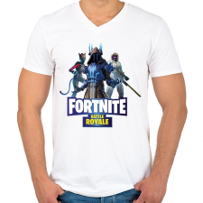 PRINTFASHION Fortnite battle royale 2 - Férfi V-nyakú póló - Fehér férfi póló