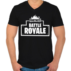 PRINTFASHION Fortnite Battle Royale - Férfi V-nyakú póló - Fekete